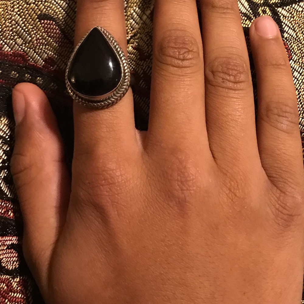Sterling Silver Black Onyx Ring Sz 7